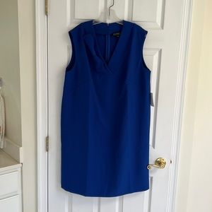 Blue shift dress with bow detail